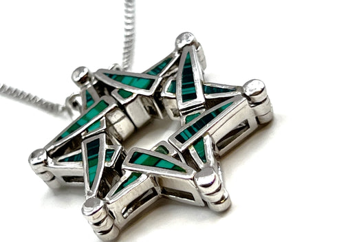 Sterling with Opal Star Of David Opening Magnetic Necklace